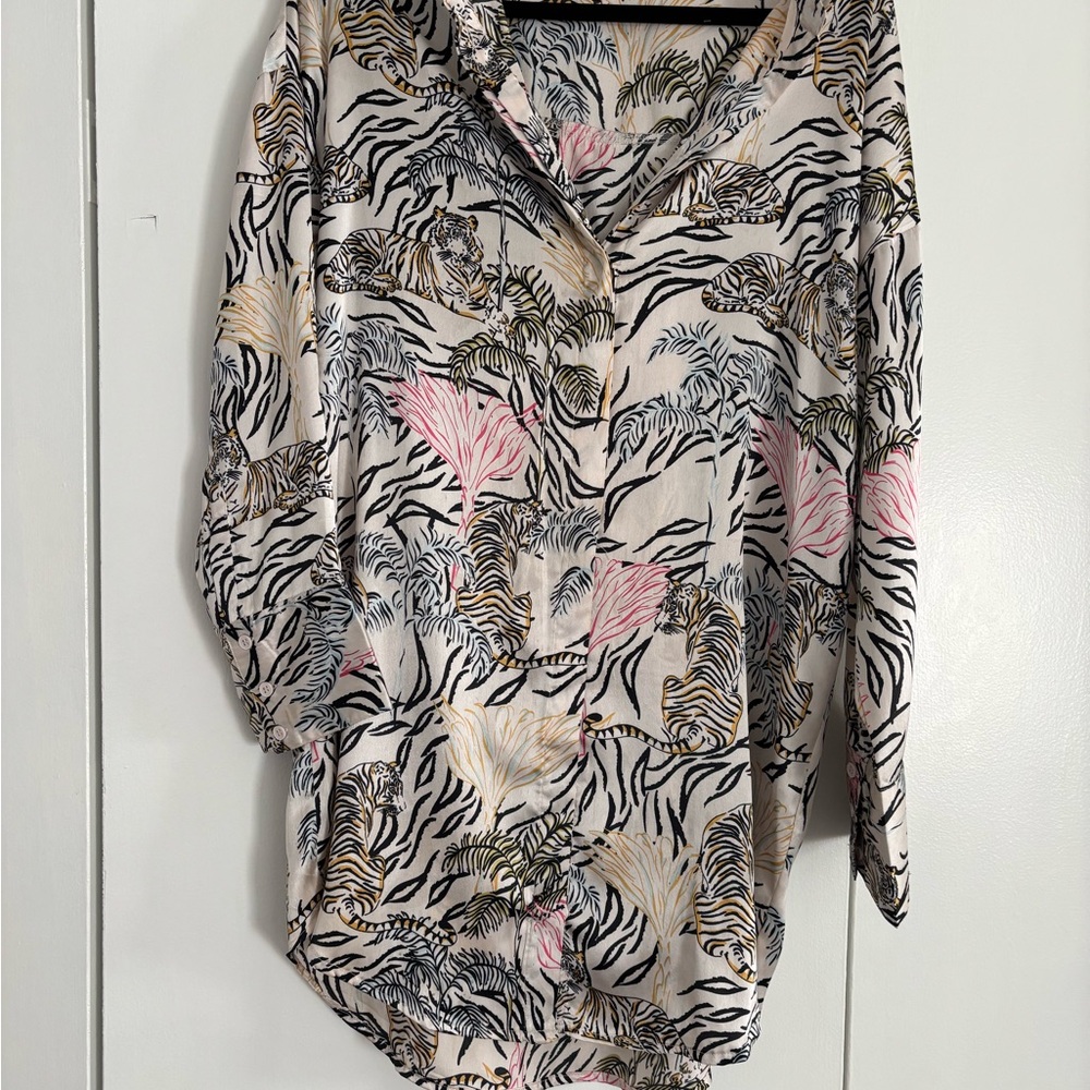 ASOS Gray and Black Boxy Button Down Dress